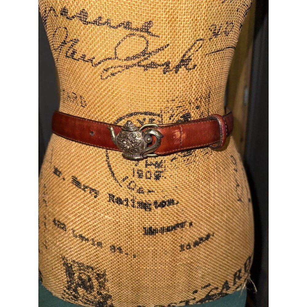 Vintage Brighton 1996 Leather Belt W/Teapot Buckle -45907‎ Size M